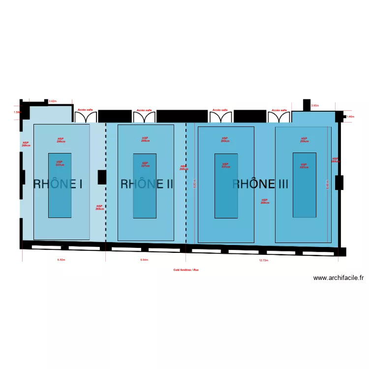 Plan salle Rhone 1-2-3 Hotel Mandarin. Plan de 