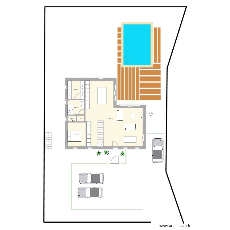 07-10 maison en L avec sous -sol. Plan de 15 pièces et 190 m2
