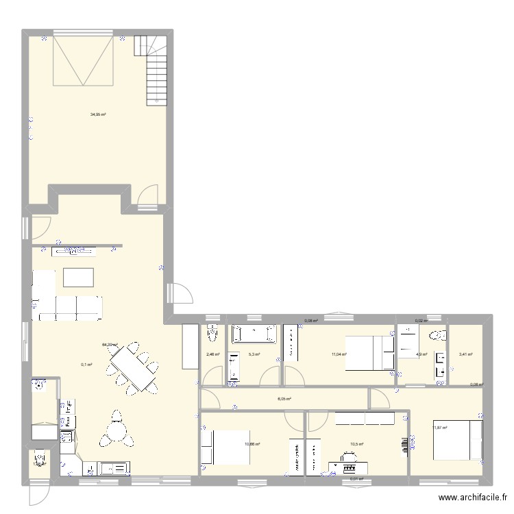 Villeneuve prise elec. Plan de 17 pièces et 167 m2