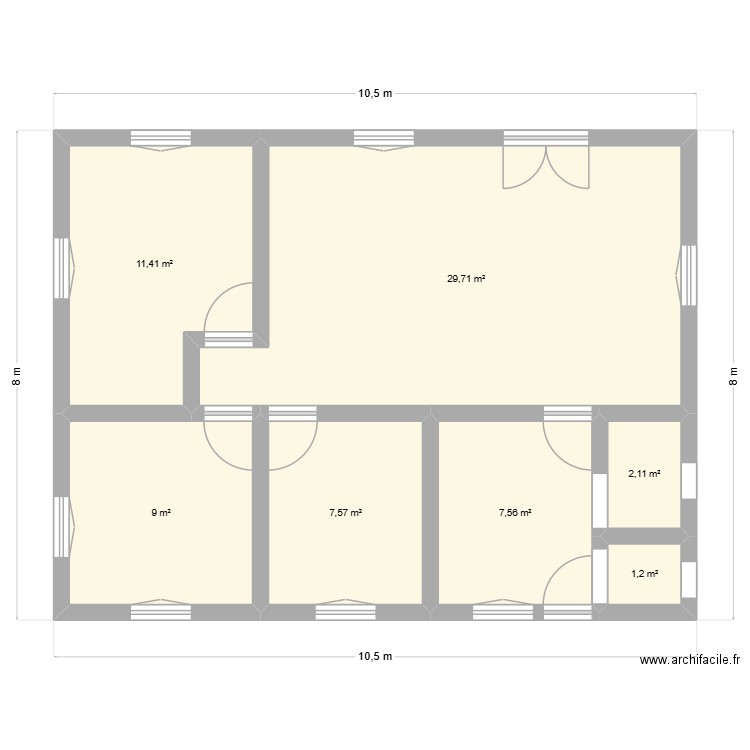 plan VF. Plan de 7 pièces et 69 m2