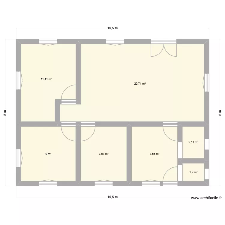 plan VF. Plan de 7 pièces et 69 m²