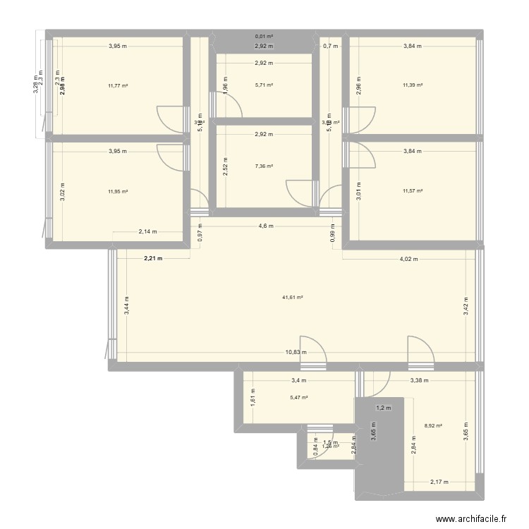 Plan 130m2. Plan de 13 pièces et 124 m2