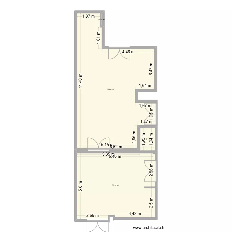 r&eacute;ception. Plan de 4  et 96 m²