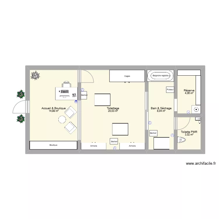 Patte Élegante. Plan de 5 et 50 m² Patte Élegante. Plan de 5 et 50 m²