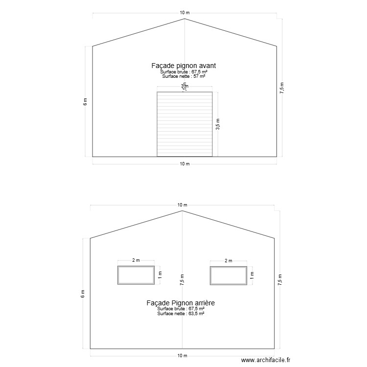 PLAN FACADE PIGNON. Plan de 0 pièce et 0 m2