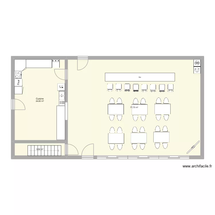 Club House RDC 2D. Plan de 3  et 106 m²