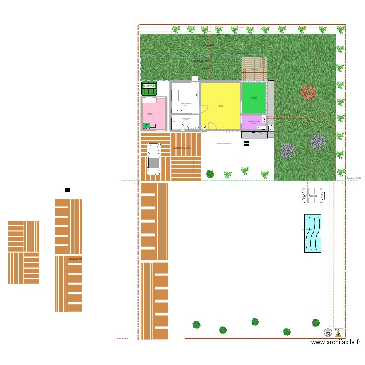 MAISON ext. Plan de 6 pièces et 80 m2