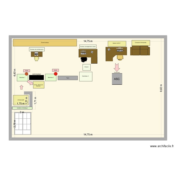 zone de production 1. Plan de 1 pièce et 141 m2