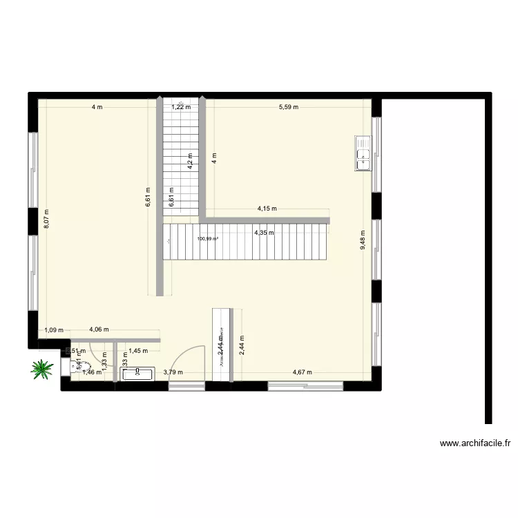 chaba. Plan de 1  et 101 m²