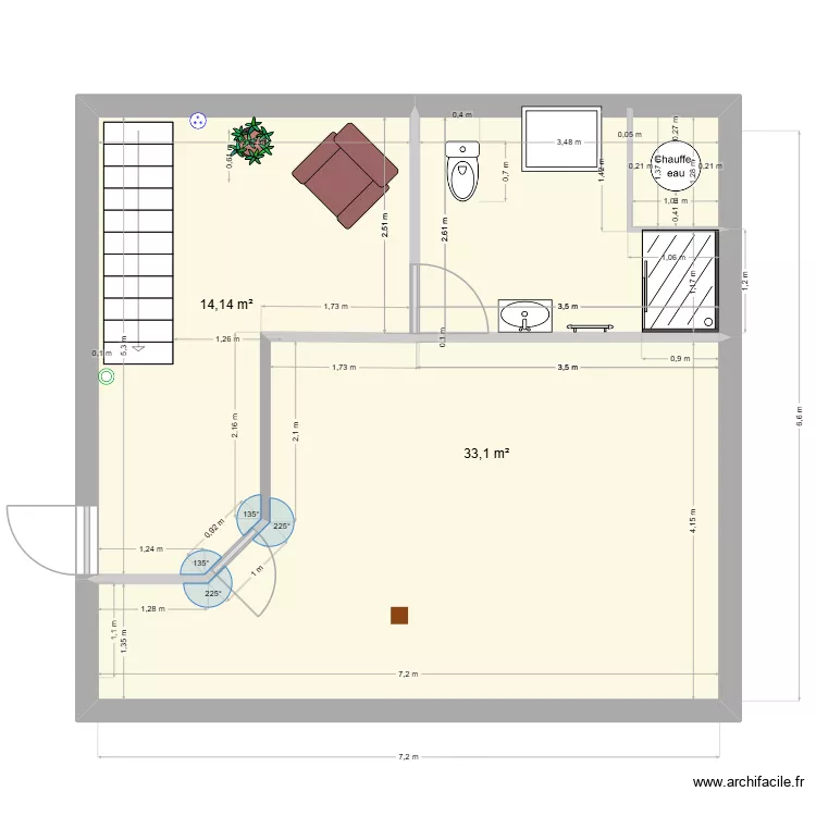chambre qui fait peur 5. Plan de 2  et 47 m²