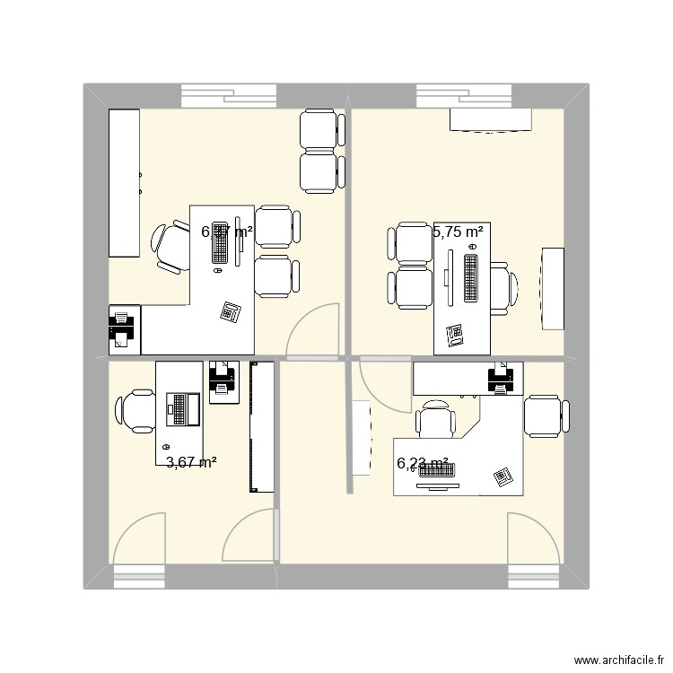 mangrove bureau plan. Plan de 4 pièces et 22 m2