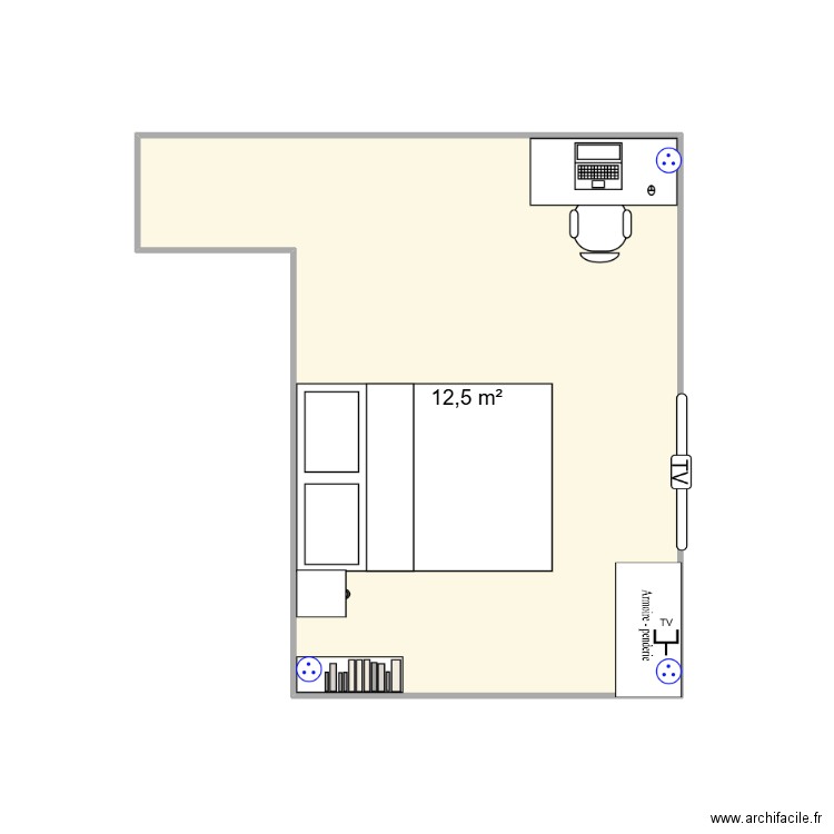 Chambre Mathéo. Plan de 1 pièce et 13 m2