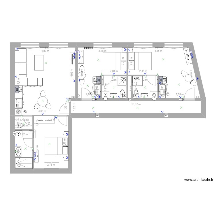 Plan étage minimes projet modifications. Plan de 10 pièces et 90 m2