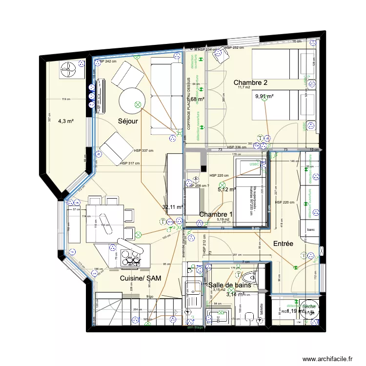 CHANTIER MCAULEY MAI 2024  .archifacile . Plan de 