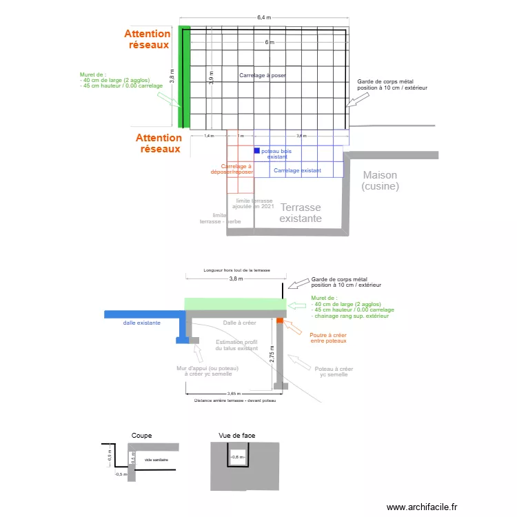 Terrasse Poggio V3 surface. Plan de Terrasse Poggio V3 surface. Plan de