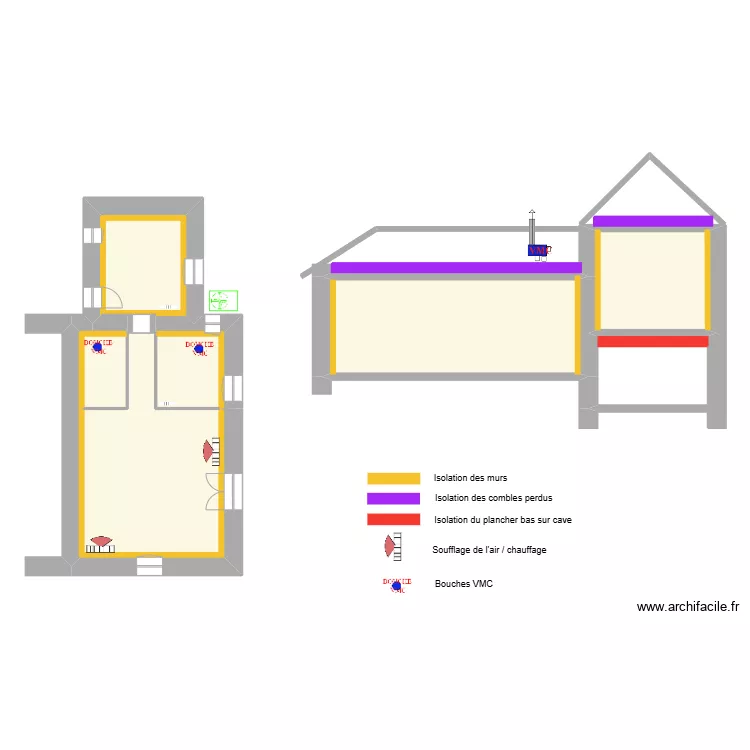BOURGES / Logement 59m&sup2;. Plan de 
