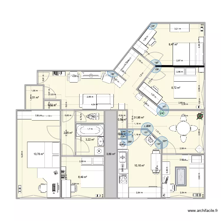 levallois14. Plan de 14  et 94 m²