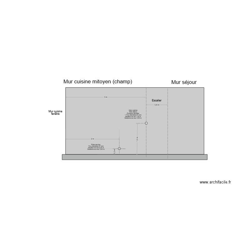 Mur mitoyen cuisine. Plan de 0 pièce et 0 m2