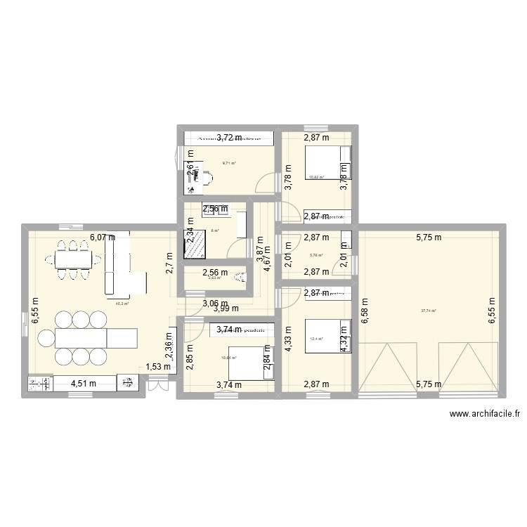 maison y e 1. Plan de 9 pièces et 141 m2