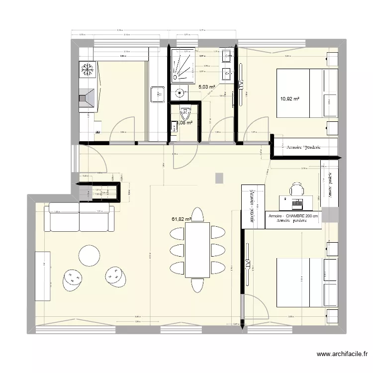 GAUTIER papa 4. Plan de 4  et 79 m²