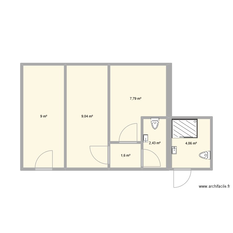 Plan vestiaire. Plan de 6 pièces et 34 m2