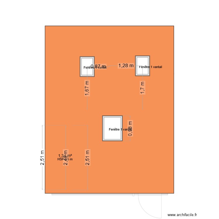 studio4 toit velux. Plan de 2 pièces et 24 m2