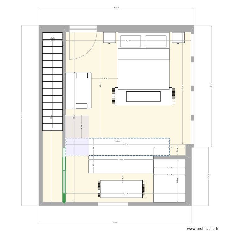 Mullenders_Plan chambre (V1). Plan de 2 pièces et 29 m2