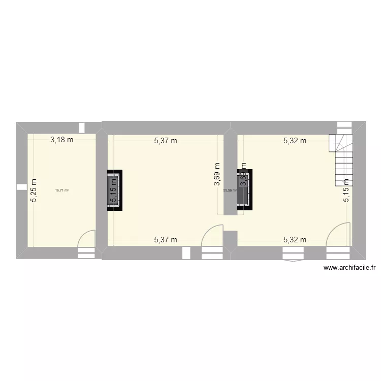 le rufflay. Plan de 2 pièces et 72 m²