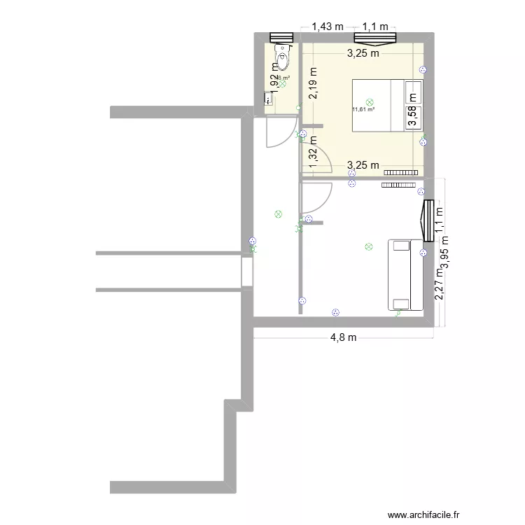 Axel et Clemence. Plan de 2 et 13 m² Axel et Clemence. Plan de 2 et 13 m²