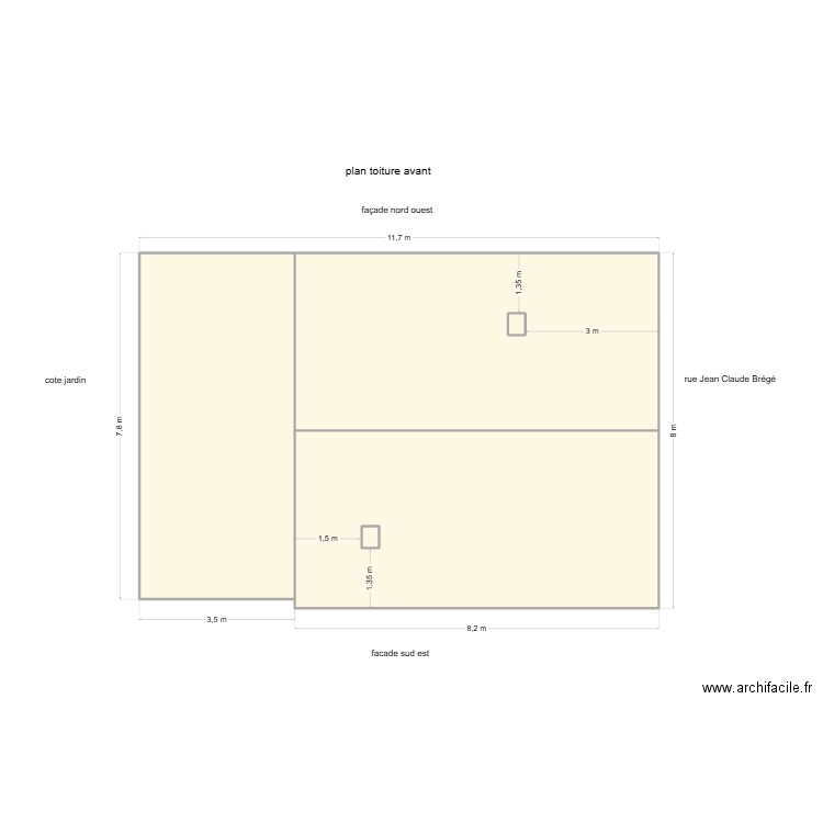 plan toiture avant. Plan de 4 pièces et 93 m2
