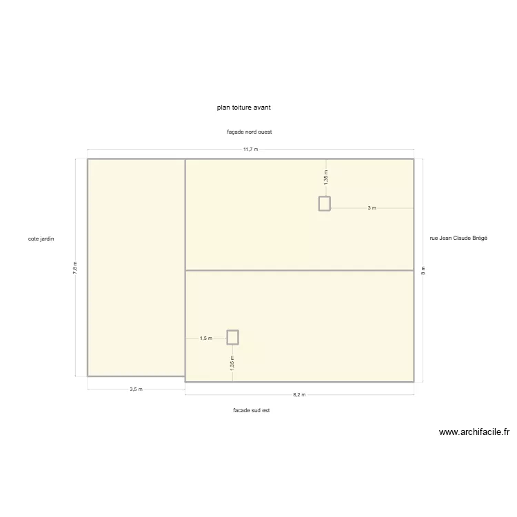 plan toiture avant. Plan de 