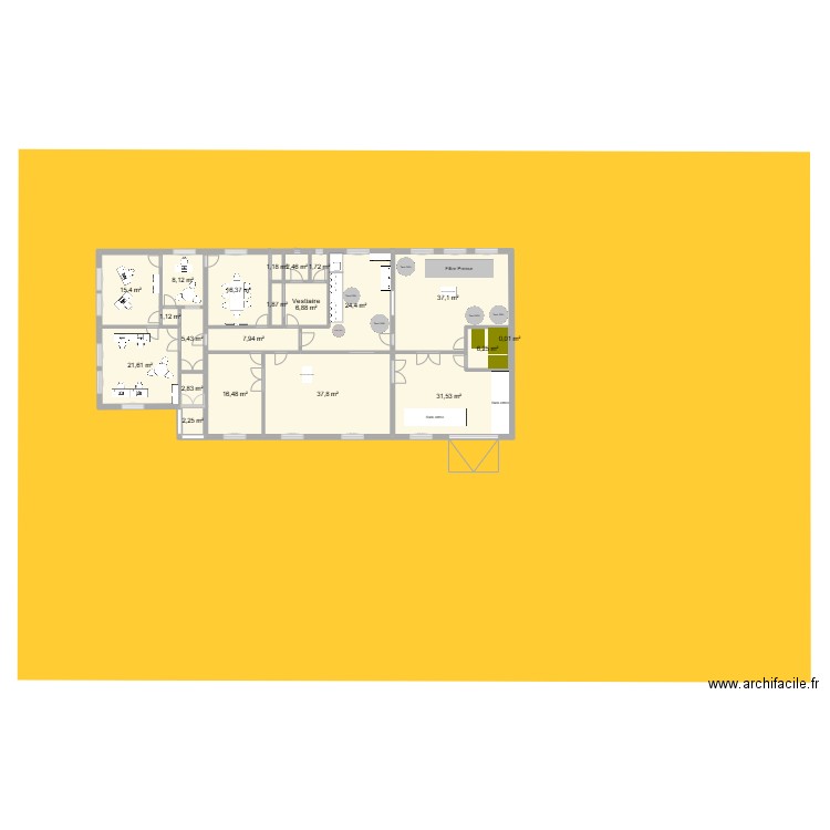 Bâtiment Rivesaltes - V2.1_chambre froide. Plan de 21 pièces et 249 m2