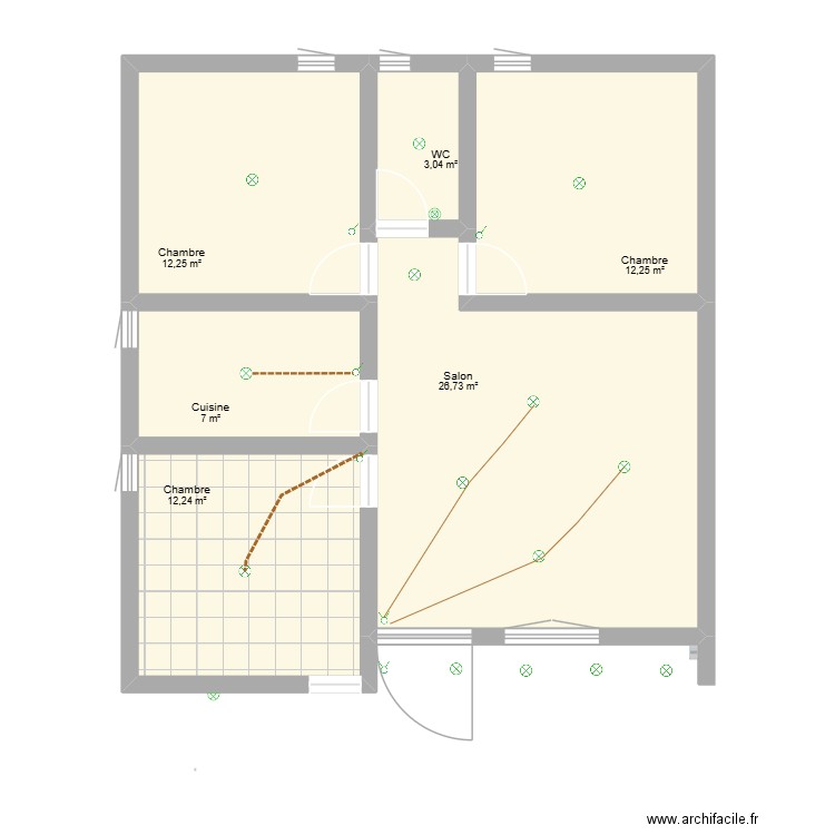 Toure Origine. Plan de 6 pièces et 74 m2