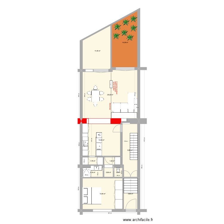 BAUCQ 77 Bel étage Def. Plan de 11 pièces et 97 m2