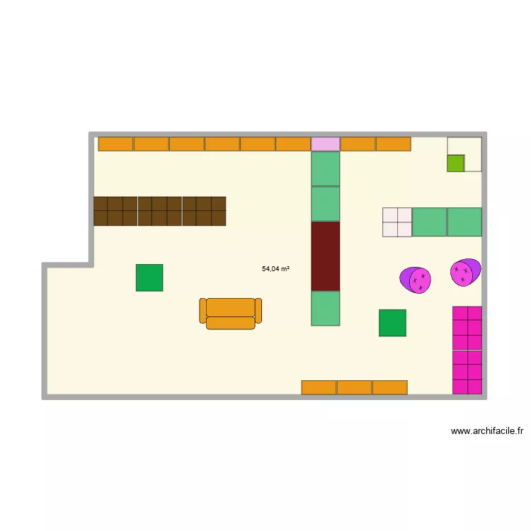 Biblioth&egrave;que LIMOUX. Plan de 1 Pièce et 54 m²