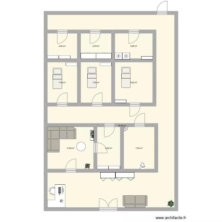 Plan bernard. Plan de 10 Pièces et 132 m²