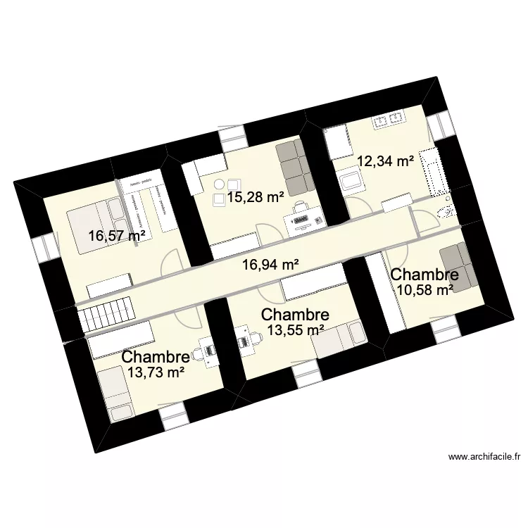 PLAN HAUT. Plan de 7  et 99 m²