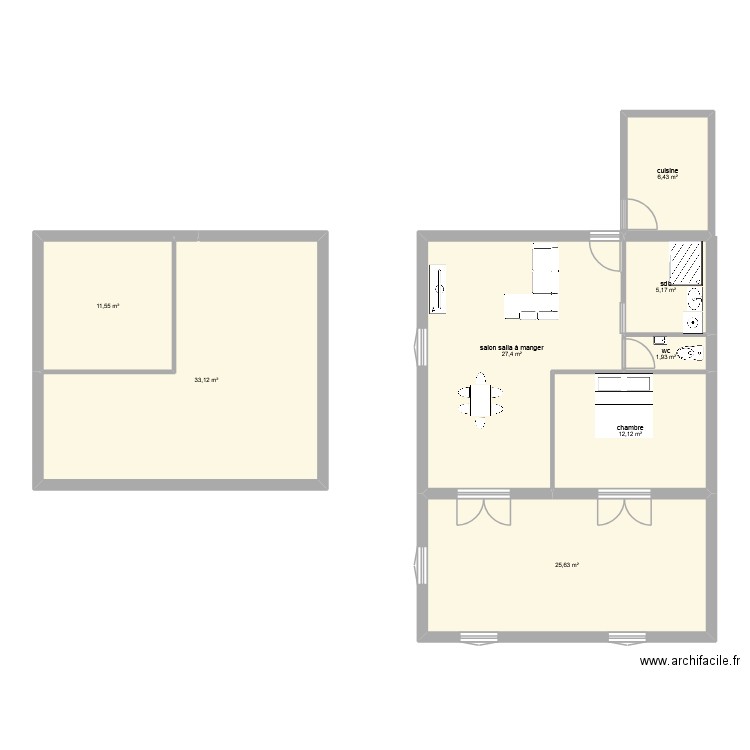 plus proche. Plan de 8 pièces et 123 m2