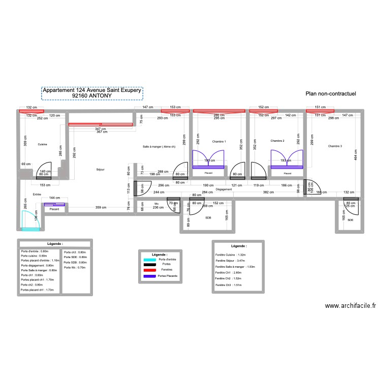 ROUX avec mesure . Plan de 18 pièces et 115 m2