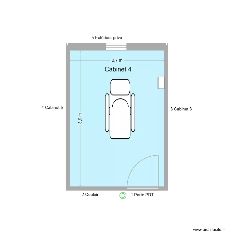 60709 Cabinet 4. Plan de 1  et 11 m²
