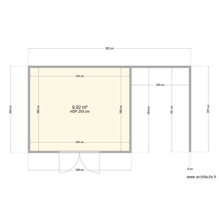 abri de jardin. Plan de 1 pièce et 10 m2