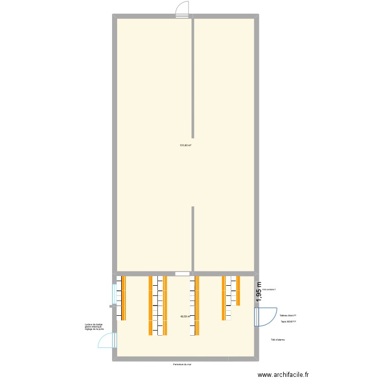 Local gaz 3 version homme. Plan de 2 pièces et 174 m2