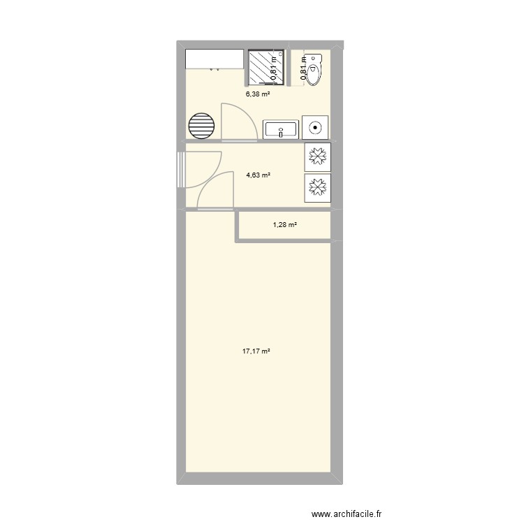 cellier garage. Plan de 4 pièces et 29 m2