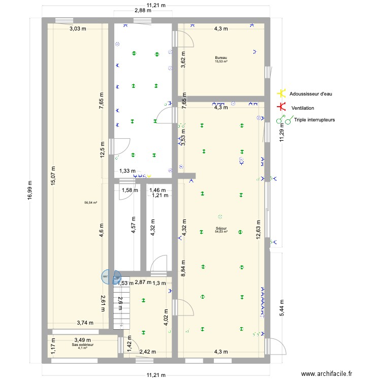 maison élec. Plan de 4 pièces et 130 m2