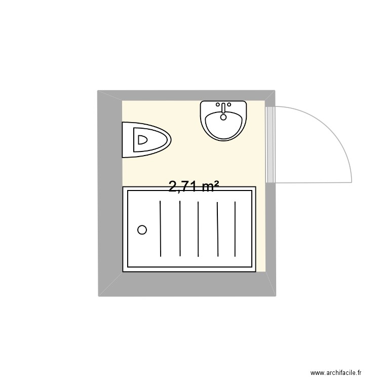 Salle d'eau 1er. Plan de 1 pièce et 3 m2
