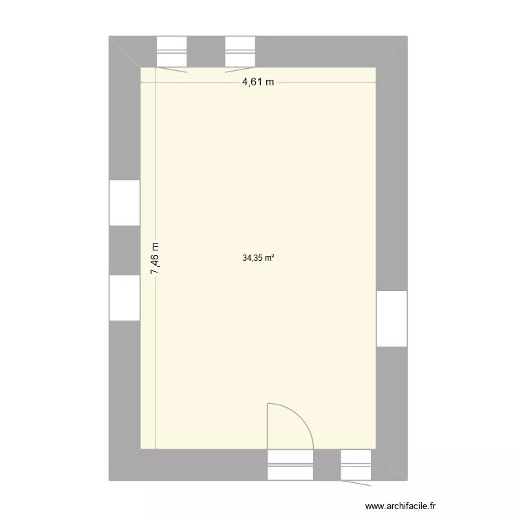 salon. Plan de 1  et 34 m²