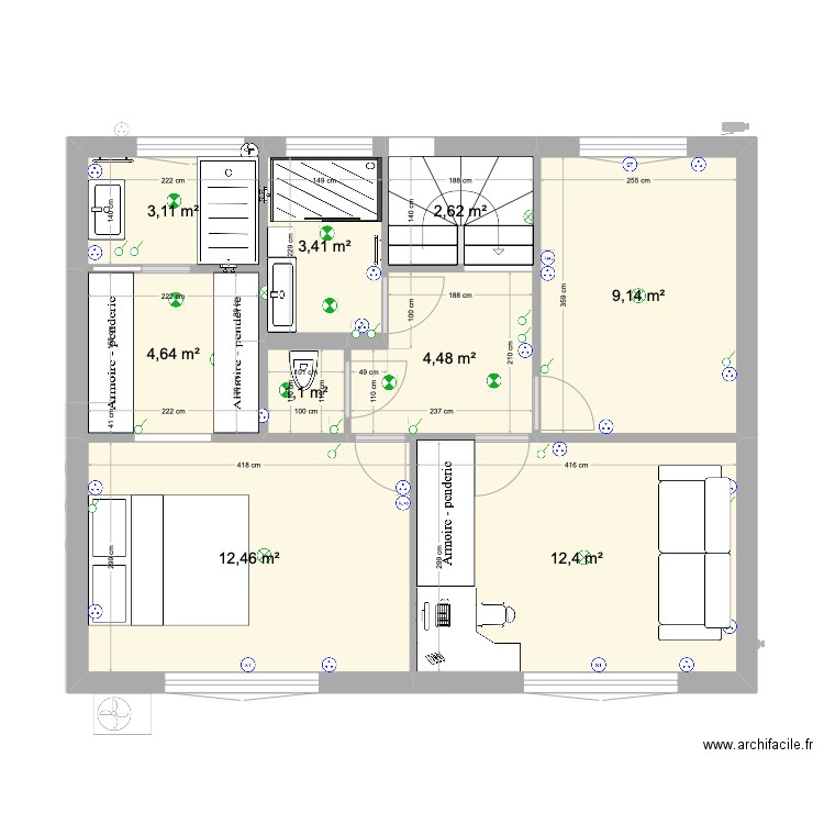 Roumanille Projet 2 SDB. Plan de 15 pièces et 104 m2