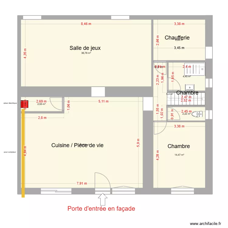 Numero 5 la richetiere rdc. Plan de 8 pièces et 119 m²