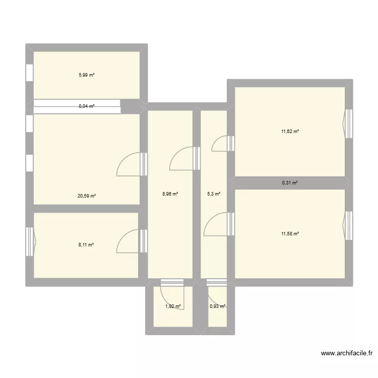 Maison. Plan de 11  et 75 m²