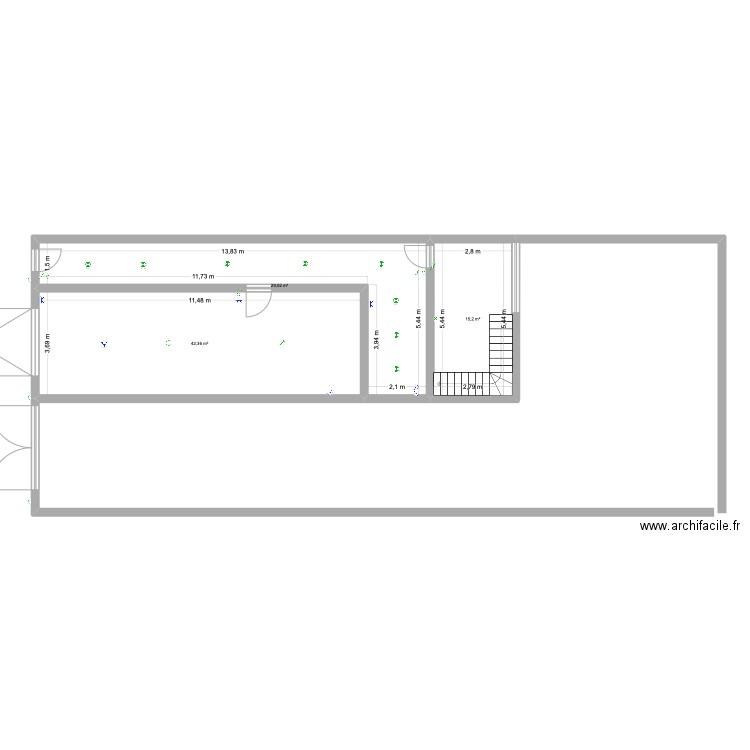 SOUS SOL. Plan de 3 pièces et 87 m2